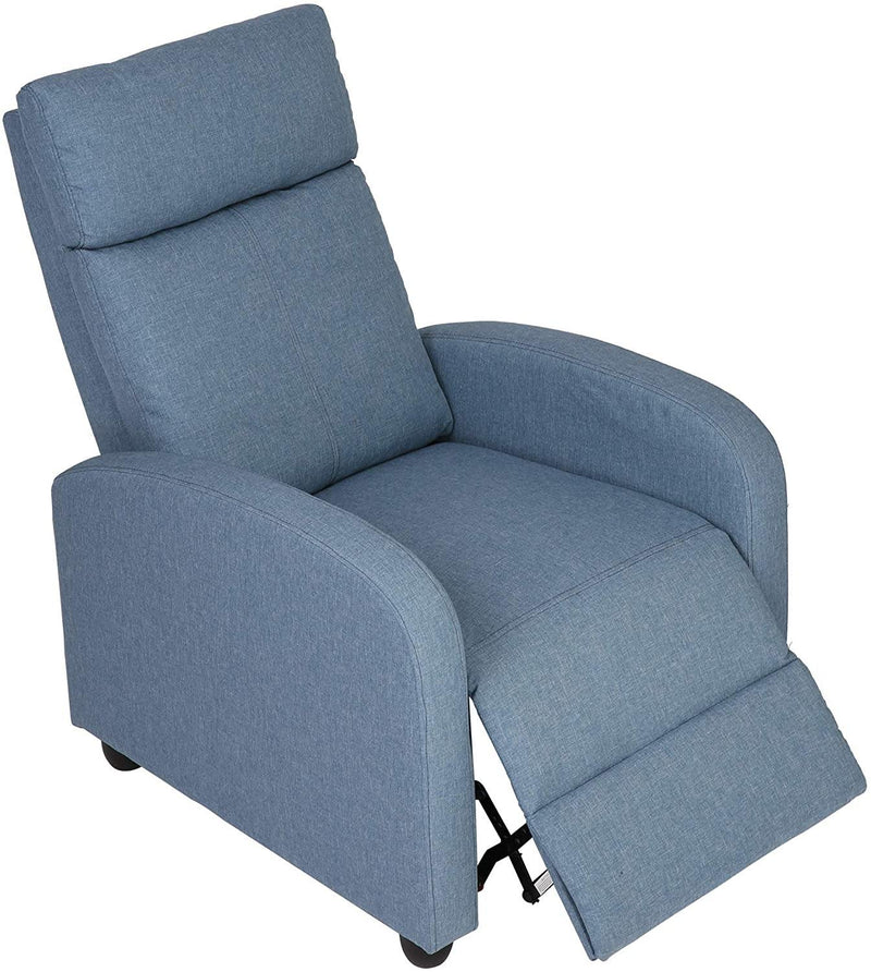 Fabric Recliner Chair Adjustable Single Sofa Home Theater Seating Recliner Reading Sofa for Living Room & Bedroom, Blue