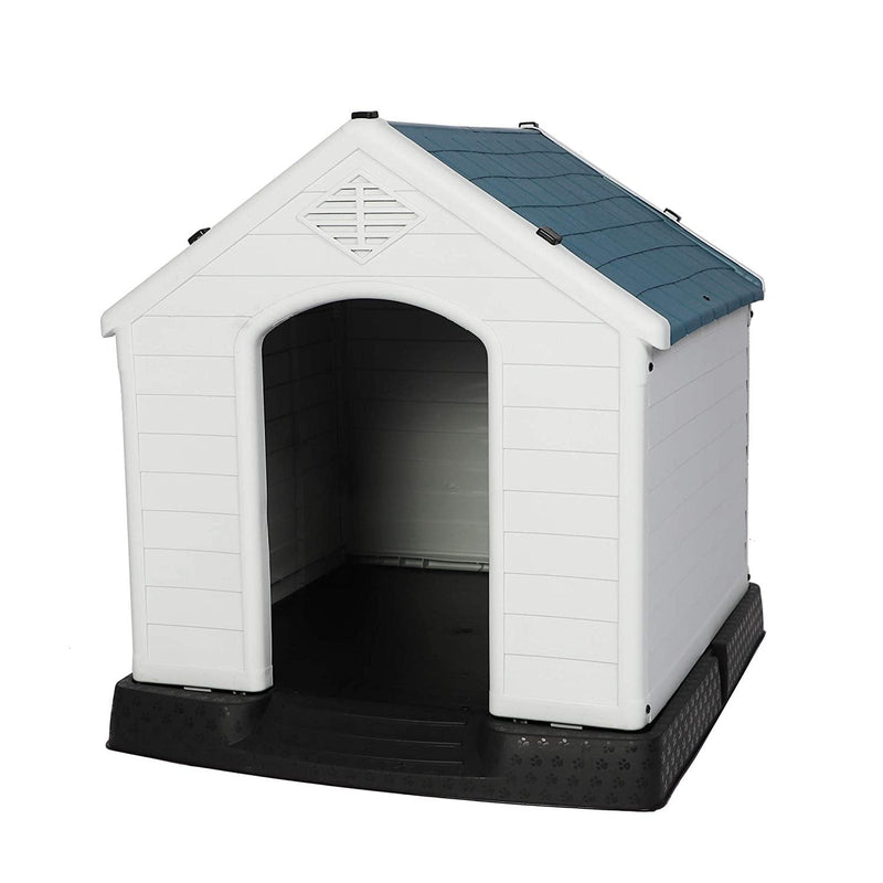 Dog House Outdoor Plastic 39" Height Weatherproof Kennel House with Elevated Floor, Large