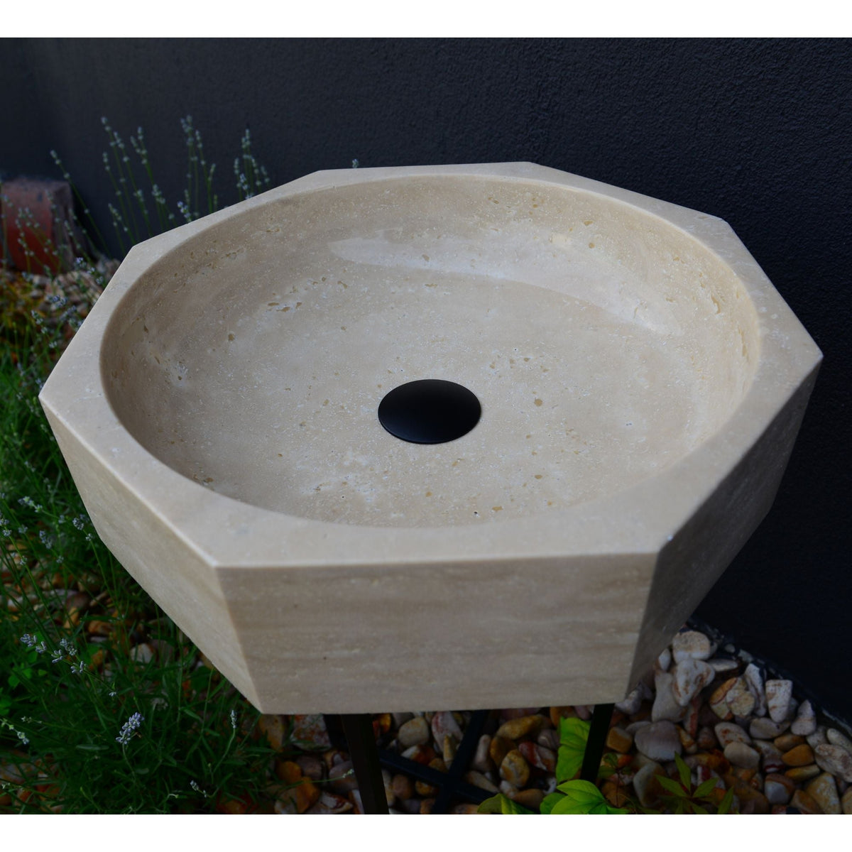 Handmade Turkish Travertine Octagon Bathroom Sink Hand Carved, photo 3 of 15