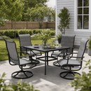 Lume Textilene Outdoor Dining Set, 5-Piece, Full Swivel
