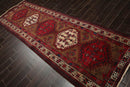 3'8" x 11' Vintage Runner Hand Knotted Wool Tribal Hamadan Area Rug Brown