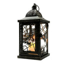 9.5” High Rustic Metal Lantern Candle Holder For Home DecorWhite With Gold Brush by JHY DESIGN