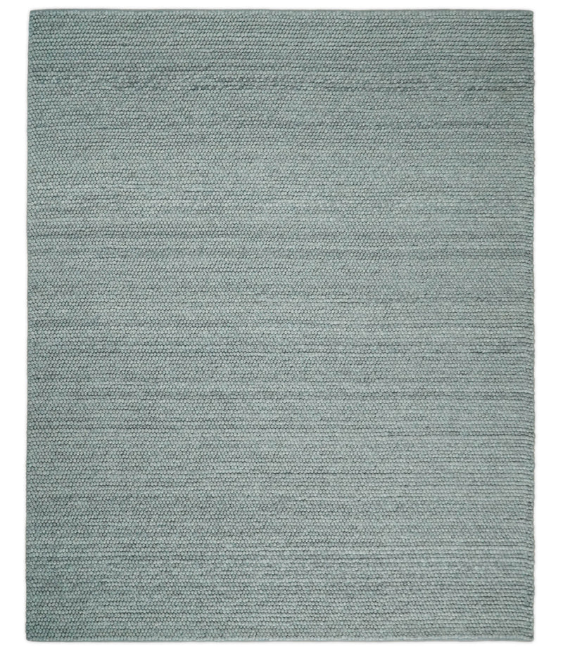 6x9 and 8x10 Solid Gray Wool Blend Felted Chunky Hand Woven Area Rug | DOV5