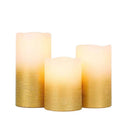 Gold Real Wax Battery Powered Candle ( Set of 3) by JHY DESIGN