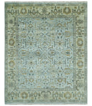 Blue and Beige Hand Knotted Traditional Oriental Oushak 8x10 wool area Rug by The Rug Decor