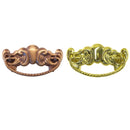 Victorian/American Oak Style Drawer Pull with Stamped Brass Back Plate and Cast Bail