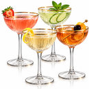 The Wine Savant Gold Rim Glasses 6 oz, Set of 4 Gold Rim Classic Manhattan Glasses