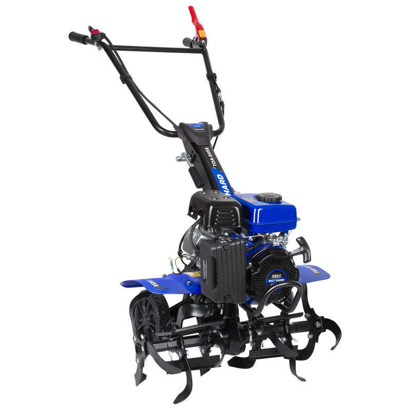 BILT HARD 99cc Gas Garden Tiller – Heavy-Duty 4-Cycle Engine, 24" Front Tines, Digs Up to 11.8" Deep – Perfect for Weeding, Cultivating & Soil Preparation