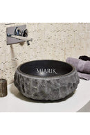 Modern Natural Split-Face Marble Vessel Sink