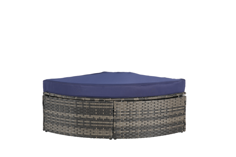 8 Piece Outdoor Patio Sofa Set, Sectional L- Shaped Patio Furniture Wicker Patio Conversation Set with Curved Sofa  Ottoman & Glass Top Table for Backyard Poolside