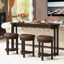 4 Piece Bar Table Set with3 PU Upholstered Bar Stools, Breakfast Table with 3 Padded Stools Solid Wood Counter Height Dining Table Set for Living Room, Dining Room. Espresso by Montret