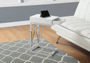 Accent Table, C-Shaped Glossy Contemporary & Modern - White by HouseOfZazla