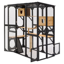 Outdoor Cat Enclosure With Sleeping Houses, Jumping Platforms, Scratching Post by HouseOfZazla