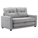 59.4" Loveseat Sofa with Pull-Out Bed Modern Upholstered Couch with Side Pocket for Living Room Office, Grey