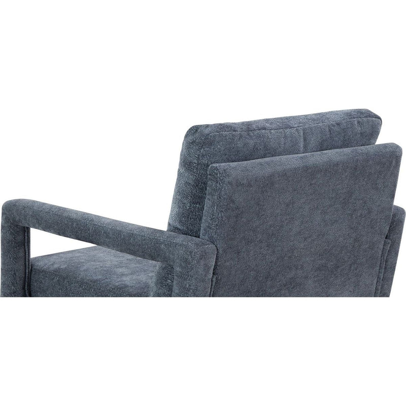 Mid-Century Armchair, Accent Chair with Chenille Armrest & Soft Cushion for Living Room, Bedroom, Home Office, Study, Dark Grayish Blue