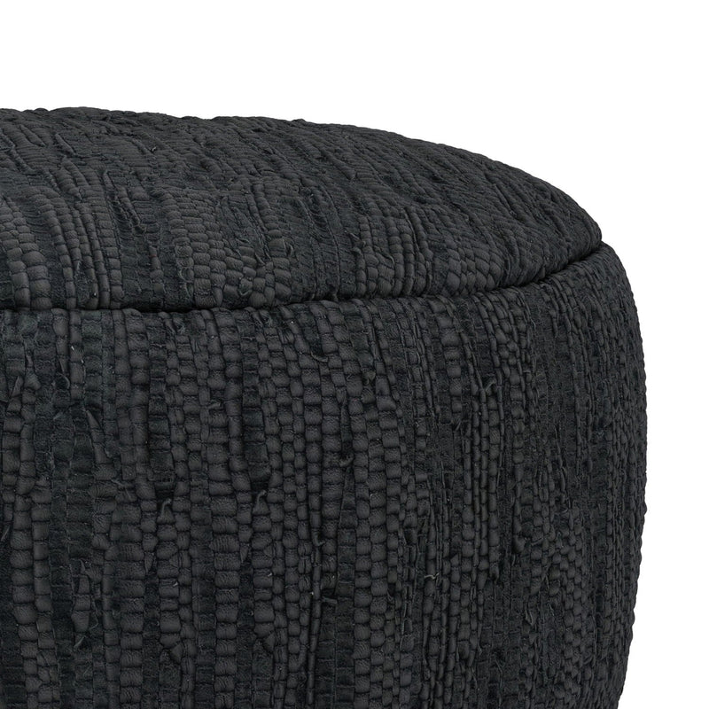 Fredrik - Round Pouf - Black, photo 3 of 9