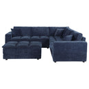 Azure - 6 Piece Upholstered Modular Sectional Sofa - Blue by HouseOfZazla