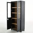 Mid Century Modern Style Tall Display Cabinet With Glass Doors For Collectibles - Black by HouseOfZazla