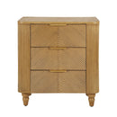 Mid-Century Fluted 3 Drawers Nightstand, Bedside Table with Curved Profile Design and Wide by HouseOfZazla
