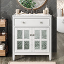 Bathroom Vanity With Ceramic Sink, Adjustable Shelf & Tip Out Tray