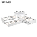 L Shaped Platform Bed With Trundle And Drawers Linked With Built In Desk