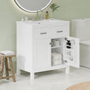 Bathroom Vanity With Ceramic Sink, Modern Single Bathroom Cabinet With 2 Doors And A Shelf, Soft Close Doors by HouseOfZazla