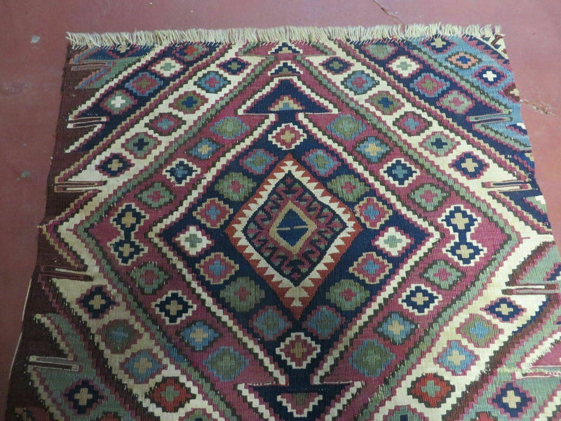 2' 1" X 4' 4" Antique Handmade Bagface Kilim Shirvan Caucasian Wool Rug Nice