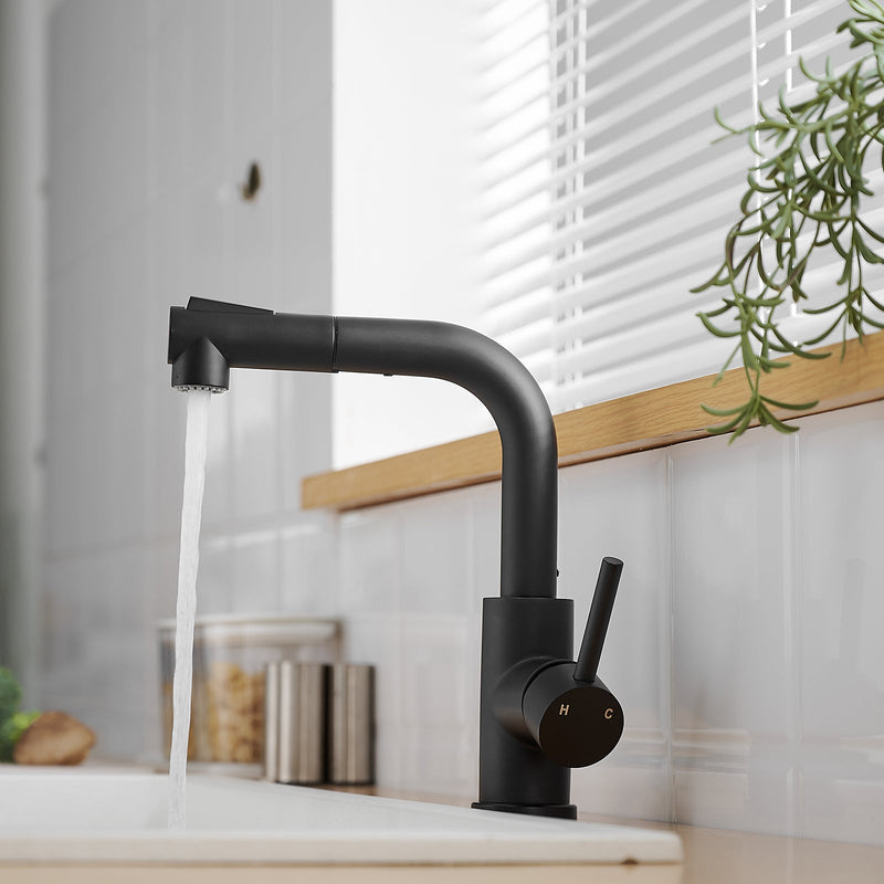 Black Kitchen Sink Faucet with Pull Down Sprayer, photo 10 of 10