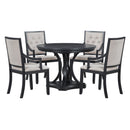 5 Piece Dining Set Extendable Round Table And 4 Chairs - Black / Oak by HouseOfZazla