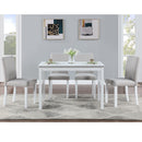 Dining Table Set With Crystal Decoration And Upholstered Chairs by Unique Piece Furniture