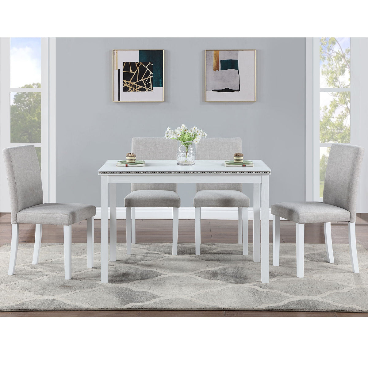 Dining Table Set With Crystal Decoration And Upholstered Chairs, photo 9 of 24