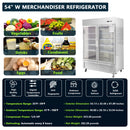 54"W Commercial Refrigerator with Glass Doors