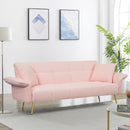 70-inch teddy fleece sofabed, convertible futon sofabed with adjustable arms and backrest, modern love sofa for living room and bedroom.