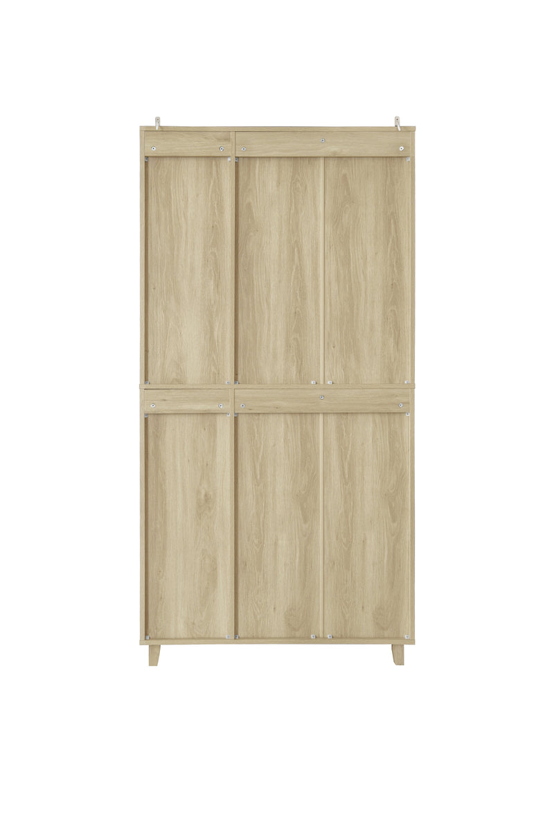 4 Door Cabinet with 4 Shelves with 4 Adjustable Inner Shelves, Storage Cabinet