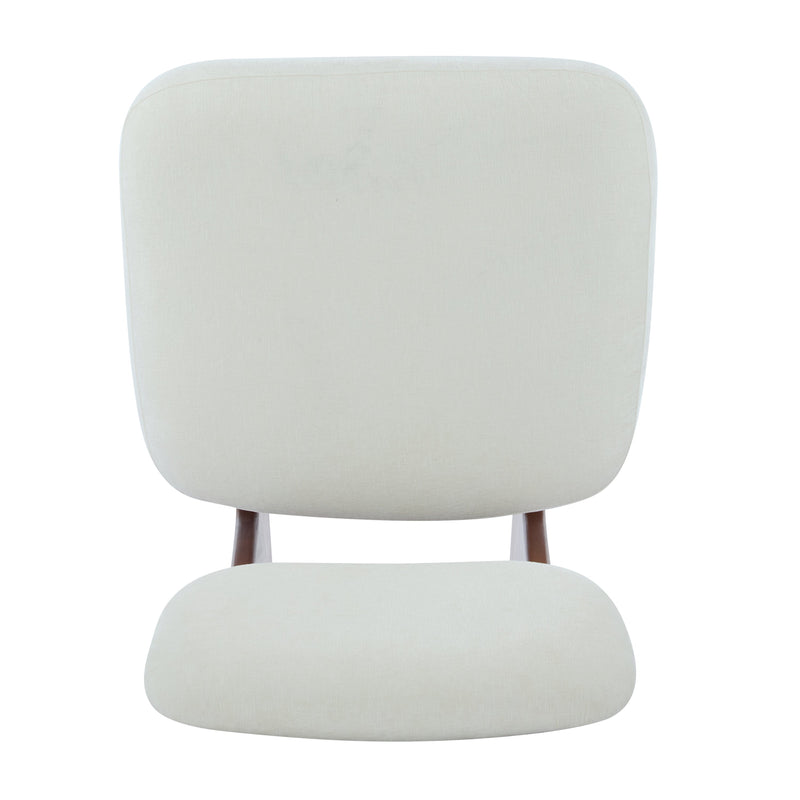 [Set of 2] Modern Beige Lounge Chair with Polyester Upholstery, Sturdy Wood Base With Walnut Finish, Minimalist and Stylish Accent Seating for Living Room, Bedroom, or Office