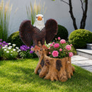 Majestic Eagle Garden Planter Pot on Tree Stump Base by HouseOfZazla