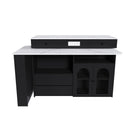 Kitchen Island With Extendable Rotating Table, 4 Drawers & Glass Door Cabinets, Built In Socket - Black by HouseOfZazla