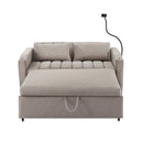 55.9" Convertible Sofa Bed Loveseat Sofa with Three USB Ports, Two Side Pockets, Two Cup Holders and 360Swivel Phone Holder for Living Room, Light Grey