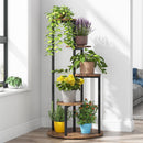 4 Tier Corner Plant Stand For Balcony, Garden & Patio - Rustic Brown by HouseOfZazla