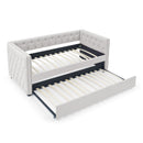 Inspired Upholstered Daybed With Trundle, Button Tufted