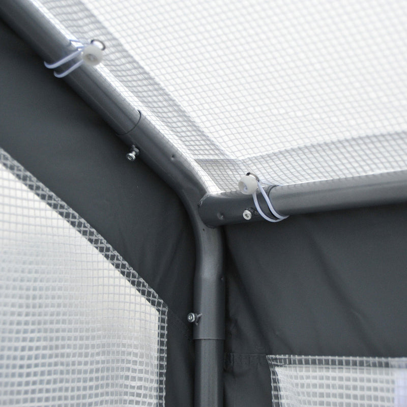 8' x 6' x 7' Walk-In Greenhouse, Outdoor Garden Warm Hot House with 4 Roll-up Windows, 2 Zippered Doors and Weather Cover, White