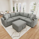 Sectional Sofa Convertible Pull-Out Sofa Bed With A Movable Storage Ottoman For Living Room by Unique Piece Furniture