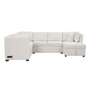 U-Shaped Sectional Sofa Pull Out Sofa Bed With Two USB Ports, Two Power Sockets, Three Back Pillows And A Storage Chaise For Living Room by HouseOfZazla