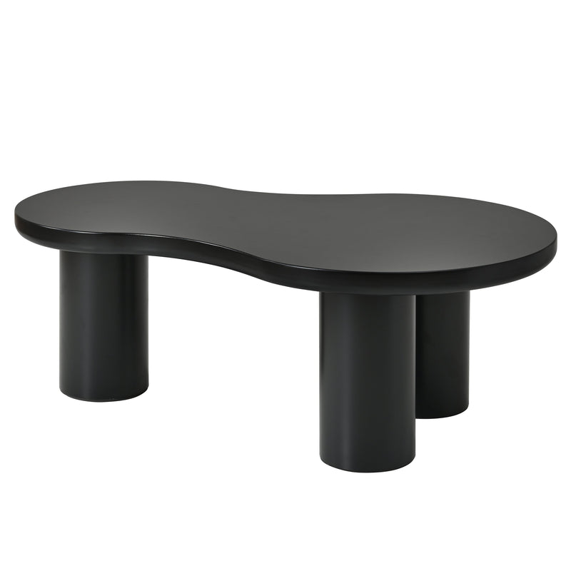 Walker Edison - Nesting Coffee Table Set of 2, Cream Style Cloud Coffee Table with Round Small Side Table,  Irregular Center Table with Thick Legs for Living Room, Black, 39.3''x 13.7'',Φ15.7''