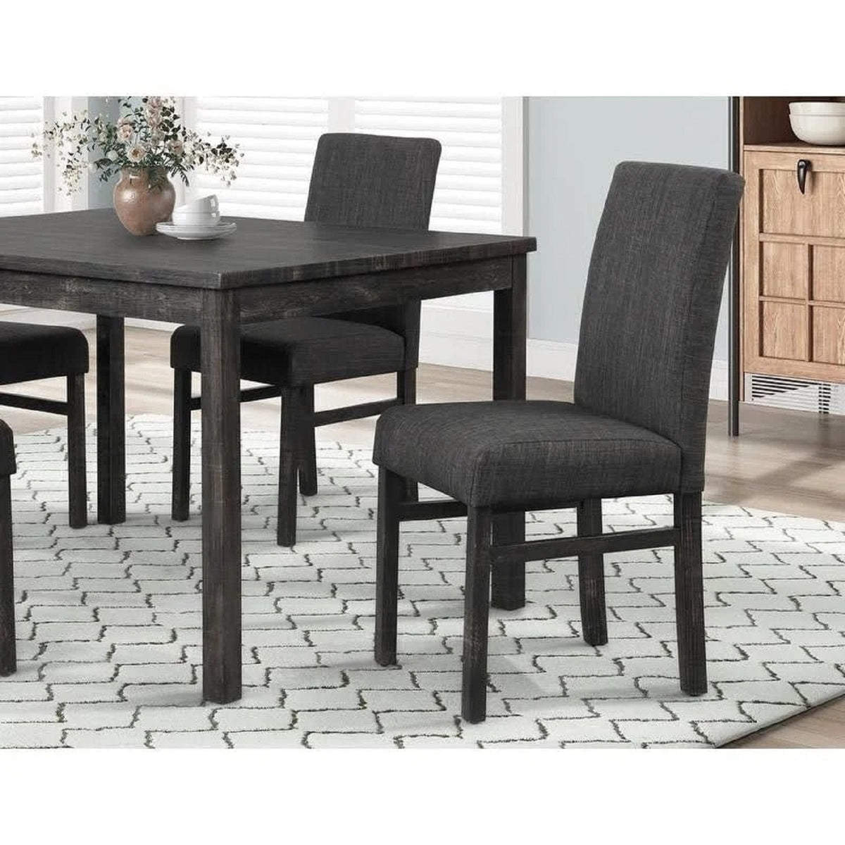 5 Piece Transitional Dining Set With Table And Upholstered Chairs, photo 3 of 17