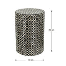 D14x20' Black Round Accent Capiz Stool, Garden Side Table