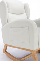 Teddy Fabric Rocking Chair With Packet Wood Legs - Ivory by HouseOfZazla
