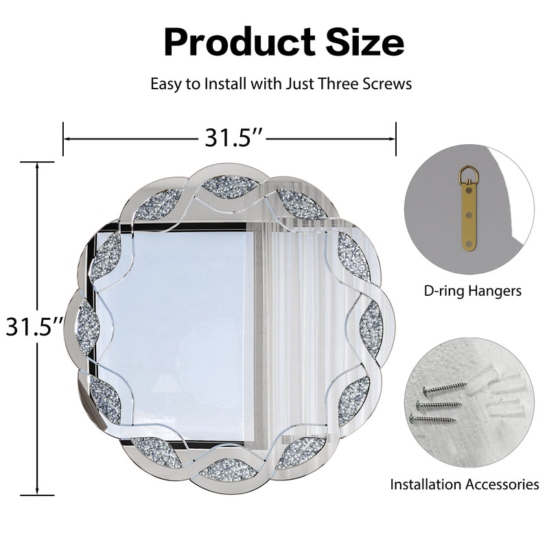 Silver Crush Diamond Round Wall Mirror, photo 10 of 10