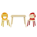 Kids Table And 2 Chairs Set, 3 Pieces Toddler Table And Chair Set, Wooden Activity Play Table Set (Lion&Monkey) - Natural by Unique Piece Furniture