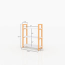 3-tiers Storage Bookcase with Solid Wood Frame, White